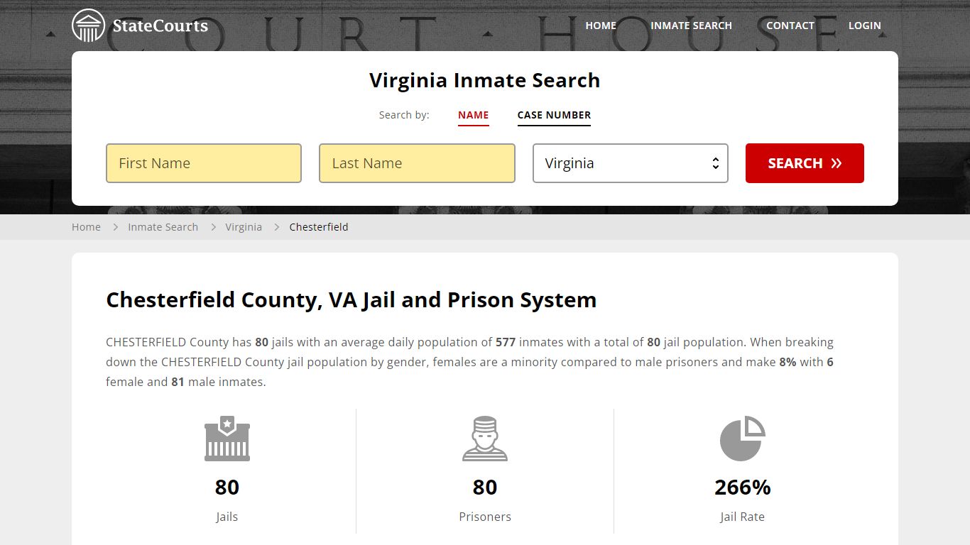 Chesterfield County, VA Inmate Search - StateCourts
